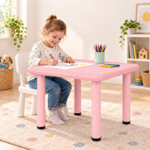 Kindertisch für drinnen und draußen, 62 x 62 cm, Rosa