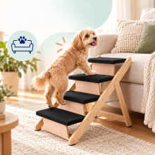 Zusammenklappbare Hundetreppe und Rampe 2-in-1 mit 4 Stufen, bis 50 kg