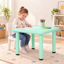 Tavolino per bambini, per interni ed esterni, 62 x 62 cm, verde menta