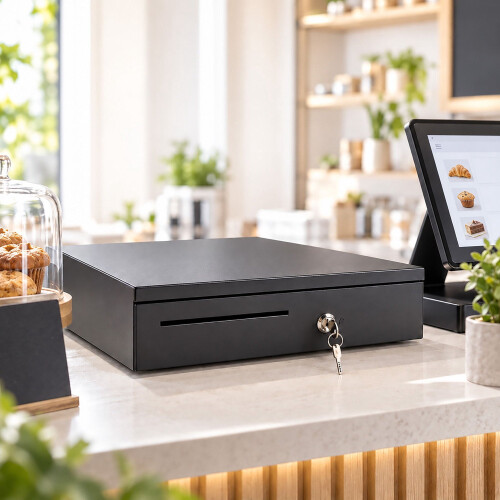 Cassetto elettronico per contanti con 8 scomparti per monete e 5 per banconote