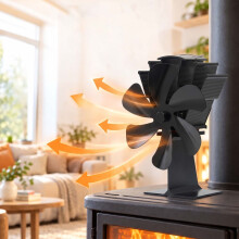 Freistehender Ofenventilator mit 6 Flügeln, kein Stromanschluss erforderlich