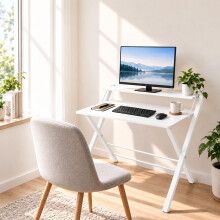 Klappbarer Computertisch mit Monitorerhöhung und 2 Höhenverstellmöglichkeiten