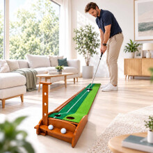 Tappetino da putting da golf con ritorno automatico della pallina e 2 misure di fori