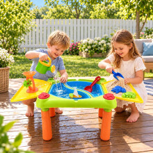 Sand- und Wasserspieltisch für Kinder mit 2 Fächern, Klappdeckel