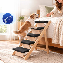 Zusammenklappbare Hundetreppe und Rampe 2-in-1 mit 5 Stufen, bis 50 kg