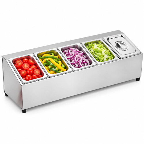 Set di contenitori per ingredienti con 5 ciotole GN 1/6 e coperchi 1