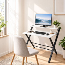 Klappbarer Computertisch mit Monitorerhöhung und 2 Höhenverstellmöglichkeiten