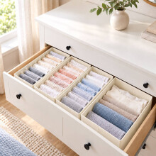 Schubladenorganizer-Set, 8-teilig, mit Trennboxen, cremefarben, Vliesstoff