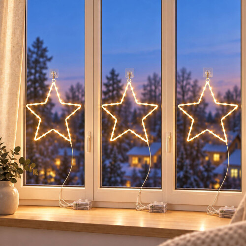 Stella di Natale a LED a batteria con telecomando e timer, 40 LED, IP44