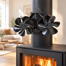 Magnetischer Ofenrohrventilator mit Doppelmotor und 12 Flügeln, schwarz