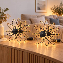 LED-Globe-Lichterkette, 2er-Set mit 120 LEDs, batteriebetrieben, 8 Modi, IP44