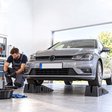 Autoauffahrrampen-Set, 2-teilig, 5 Tonnen Tragkraft, mit Radstopper, rutschfest