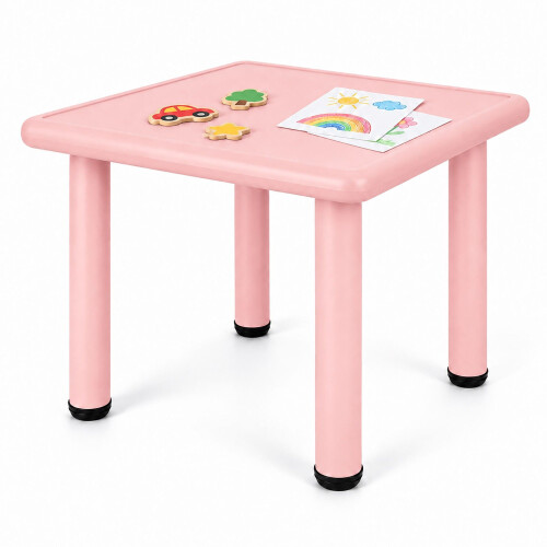 Kindertisch für drinnen und draußen, 62 x 62 cm, Rosa 1