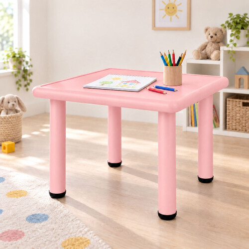 Kindertisch für drinnen und draußen, 62 x 62 cm, Rosa 2