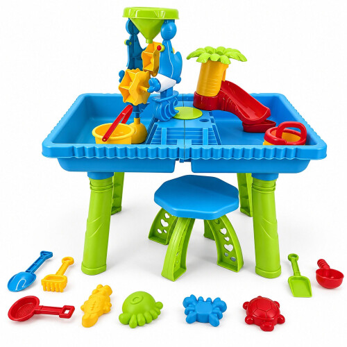 Tavolo da gioco acquatico con sgabello e set di accessori da 37 pezzi 1