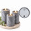 LED-Säulenkerzen-Set (3er-Set) mit 6-Stunden-Timer, Betonoptik, Grau 6