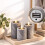 LED-Säulenkerzen-Set (3er-Set) mit 6-Stunden-Timer, Betonoptik, Grau 7
