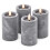 LED-Kerzen in Betonoptik mit Flackerlicht, 4er-Set, Grau, mit Timer 10