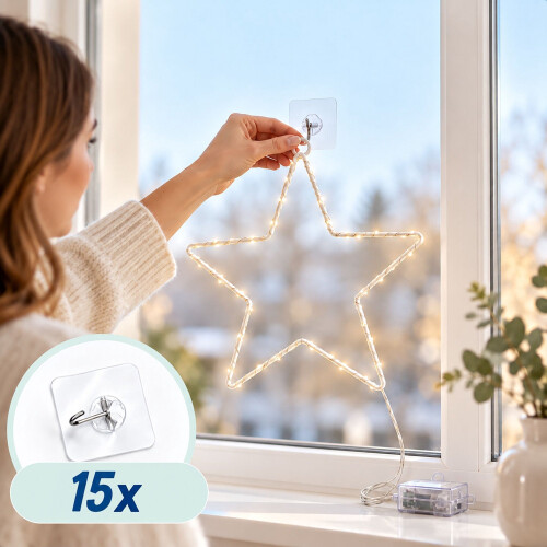 Stella di Natale a LED a batteria con telecomando e timer, 40 LED, IP44 2