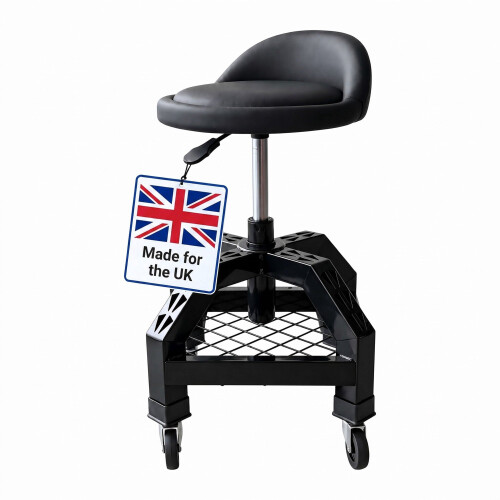 Sgabello da officina con schienale e sollevamento a gas, altezza 50–65 cm 1