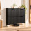 Ausklappbarer Schuhschrank mit 4 Fächern, gerippter Front, Schwarz 6