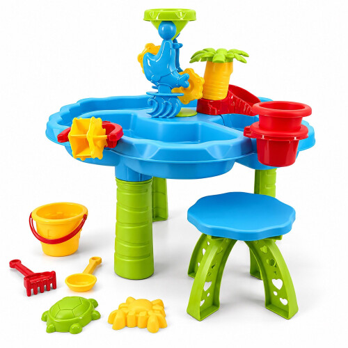 Tavolo da gioco acquatico per bambini con sgabello e 3 scomparti 1