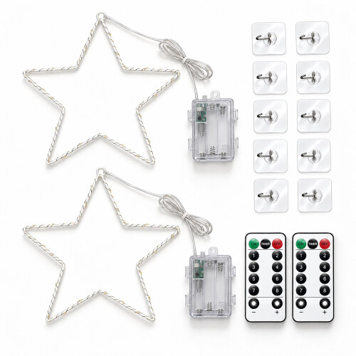 Stella di Natale a LED a batteria con telecomando e timer, 40 LED, IP44 1