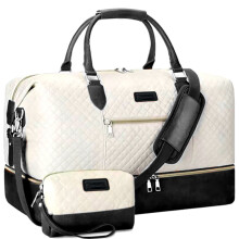Lote de 2 bolsas de viaje impermeables de nailon con compartimento para zapatos, negras, para gimnasio y fin de semana