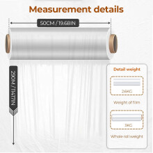 Rollo de film estirable industrial autoadhesivo de 50 cm, impermeable y resistente al desgarro para embalaje, mudanzas y cajas