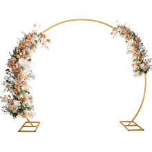 Arco redondo dorado de metal para bodas y fiestas, 2,0 x 1,8 m, desmontable y reutilizable