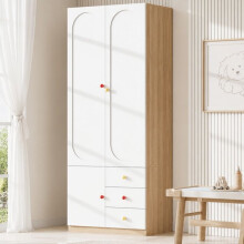 Weißer Kleiderschrank - CIPACHO - 2 Türen - 3 Schubladen - Kleiderstange - Regale - MDF - Lackiert