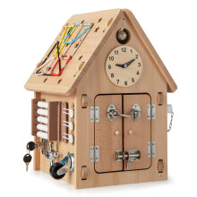 Wooden Busy House Toy Multi purpose Busy House