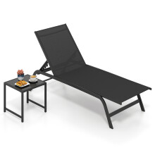 Outdoor Chaise Lounge Chair Set of 2 with Wheels 6 Position 180 Full