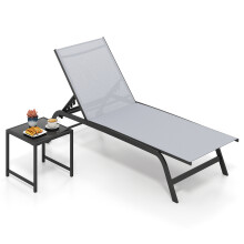 Outdoor Chaise Lounge Chair Set of 2 with Wheels 6 Position 180 Full