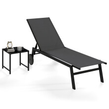 2 Piece Patio Chaise Lounge Set Breathable Fabric Lounger Chair