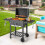 Costway Camping Charcoal Grill BBQ Smoker Combo with 2 Wheels 2 Side Tables 5