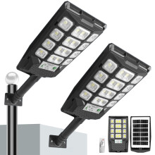 Lote de 2 luces solares LED para jardín con sensor de movimiento, 80 LED, 2500 mAh, negras, 155255 mm, impermeables para exterior