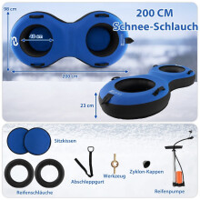 Aufblasbarer Schneereifen für 2 Personen, 200 cm, robust, blau