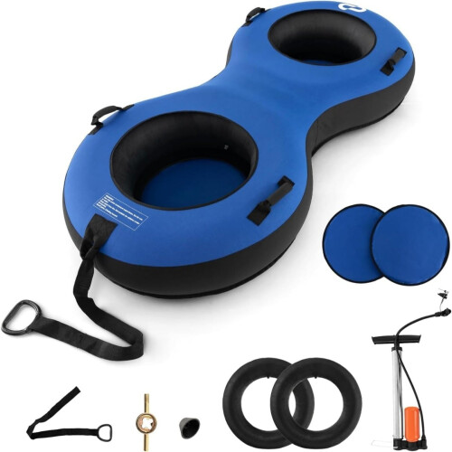 Ciambella da neve gonfiabile per 2 persone, 200 cm, resistente, blu 1