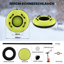 Aufblasbarer Schneereifen mit Zugseil und Pumpe, 100 cm, Grün