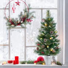 3 Fuß hoher Tischweihnachtsbaum, batteriebetriebene LED-Beleuchtung, Metallfuß