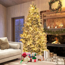 Künstlicher Weihnachtsbaum 210 cm, mit 300 warmweißen LEDs vorbeleuchtet