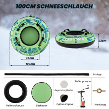 Aufblasbarer Schneeschlitten mit Zugseil und Pumpe, Ø100 cm