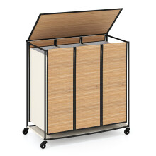 66CM Tall Laundry Hamper 3 Section Laundry Sorter with Lid