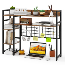Desk Shelf 4 Tier Desktop Display Rack with Metal Grid Panel