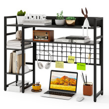 Desk Shelf 4 Tier Desktop Display Rack with Metal Grid Panel