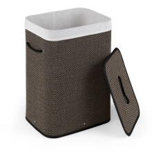Bamboo Laundry Basket with Lid 72L Black Clothes Hamper Removable