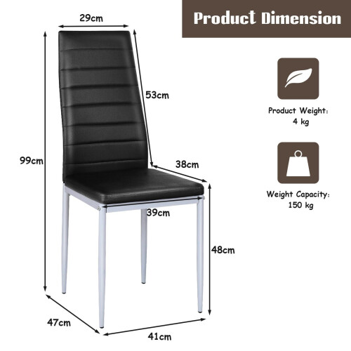 Costway Set of 4 Dining Chairs Seat High Back Armless Accent Dining Side 2