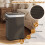 Costway Bamboo Laundry Basket with Lid 72L Black Clothes Hamper Removable 11