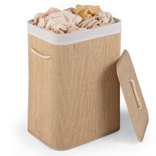 Bamboo Laundry Basket with Lid 72L Natural Clothes Hamper Removable